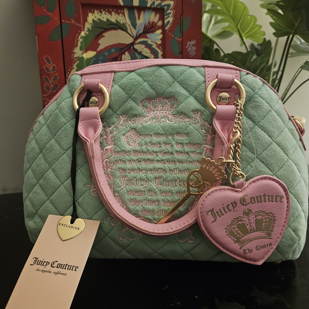Juicy Couture Green and Pink Quilted Women's Bag